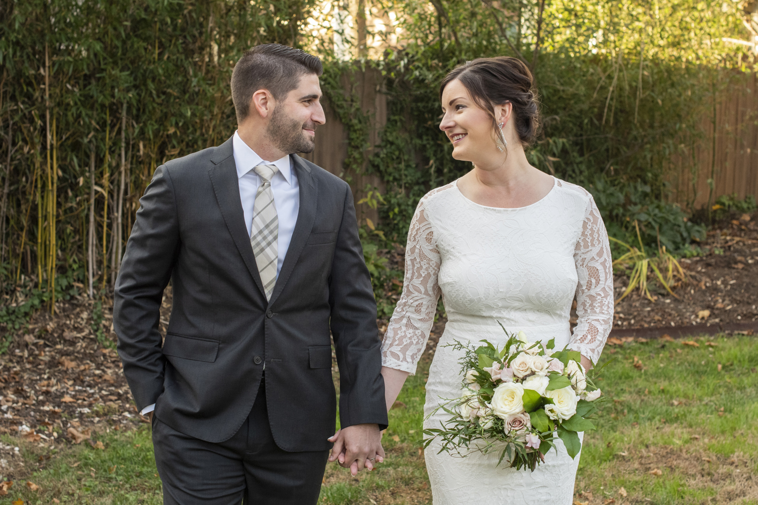 Couple walking and holding hands