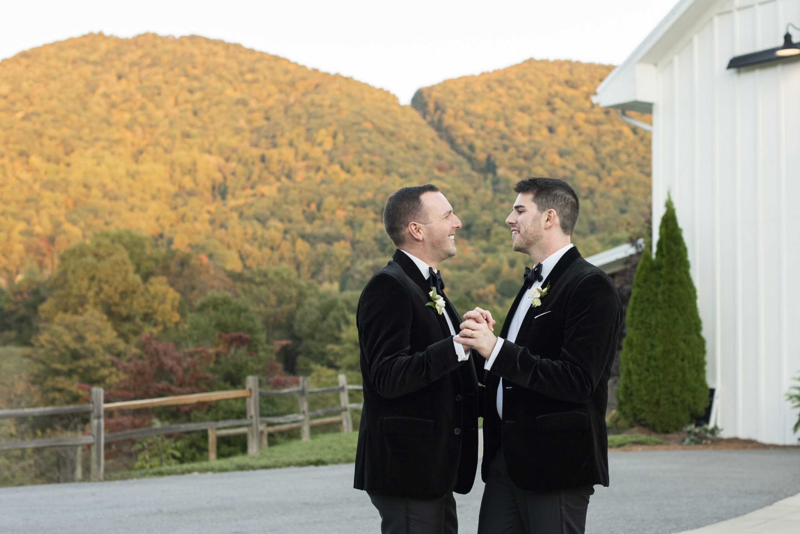 Couple dancing outside at Chestnut Ridge Wedding Photography in Asheville, NC