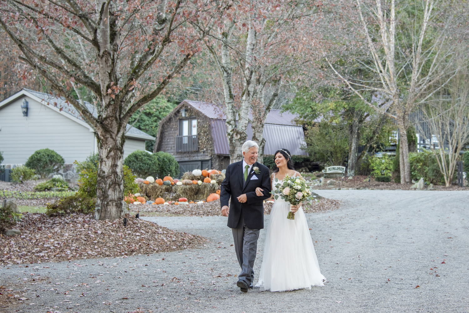 Father and bride walking to ceremony