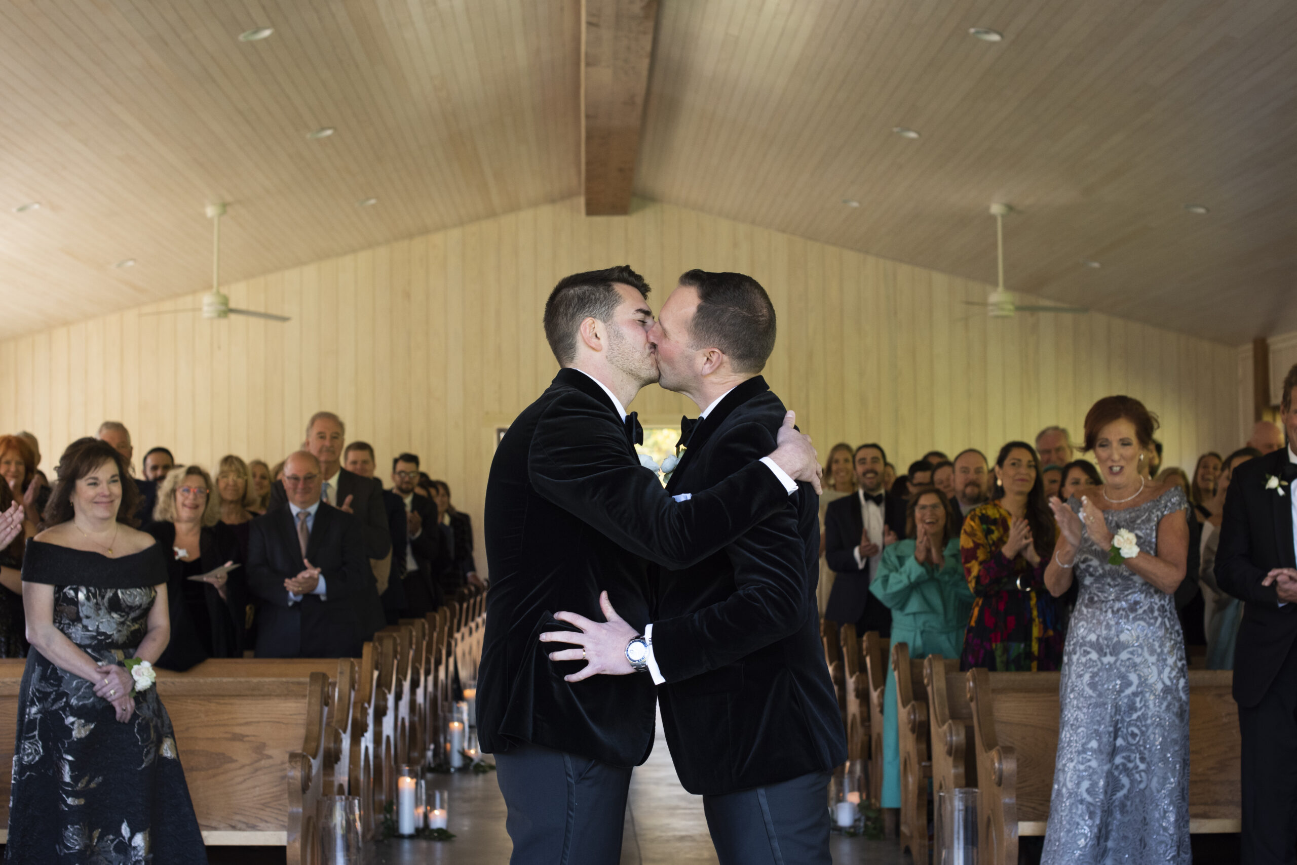 Couple first kiss at Chestnut Ridge Wedding Photography in Asheville, NC