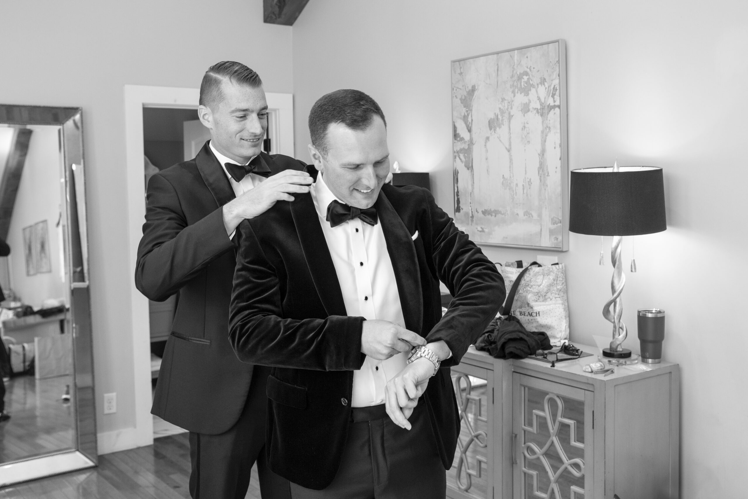 Groom getting ready at Chestnut Ridge Wedding Photography in Asheville, NC