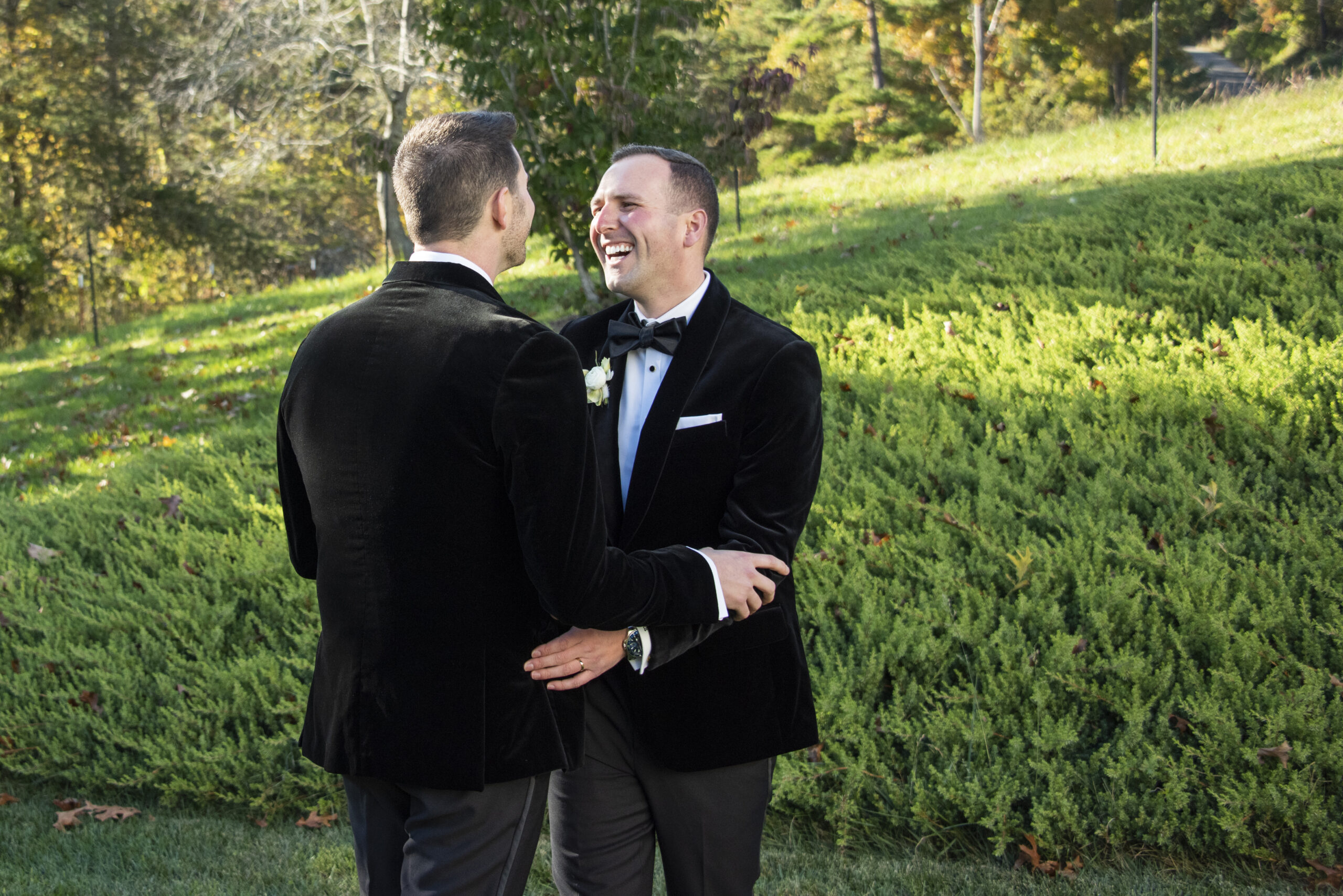 Groom laughing at Chestnut Ridge Wedding Photography in Asheville, NC