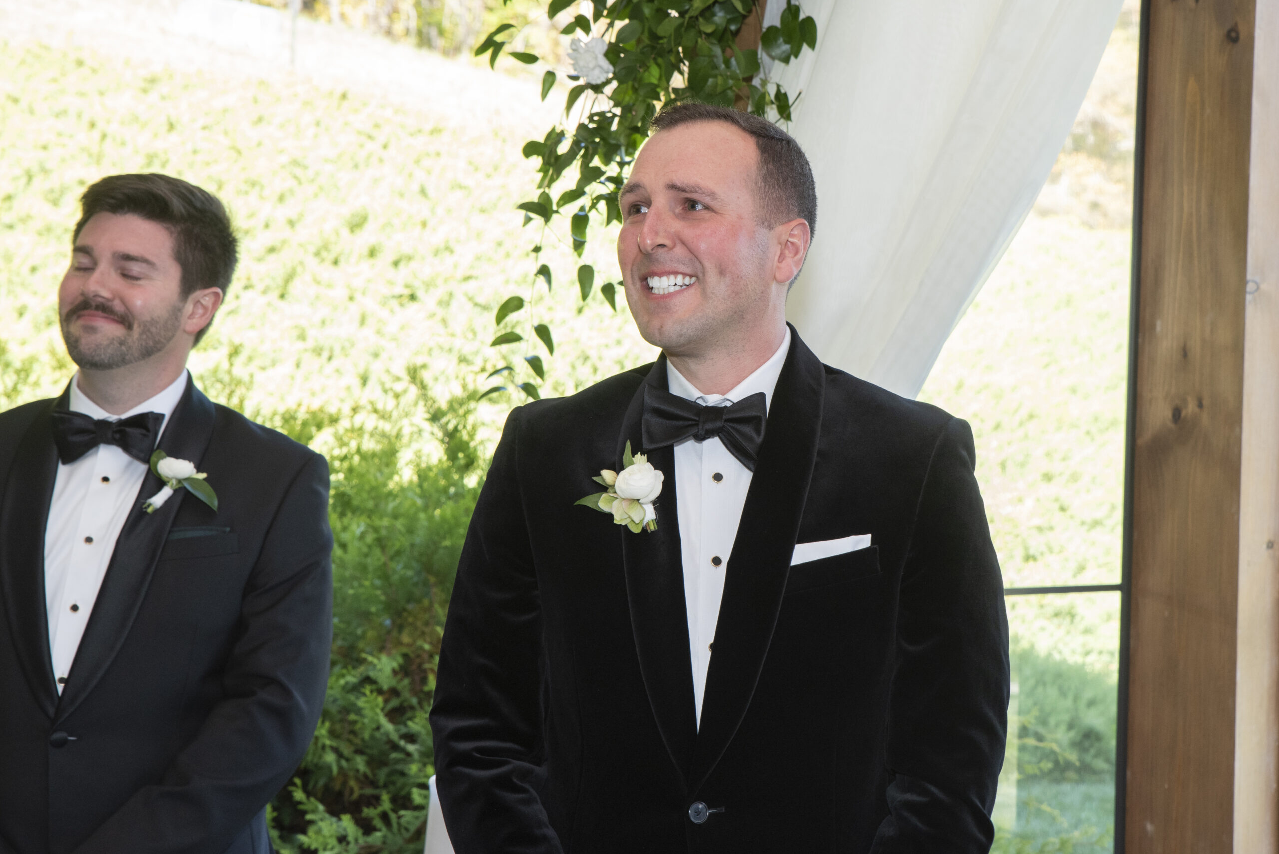 Groom seeing partner for first time at Chestnut Ridge Wedding Photography in Asheville, NC