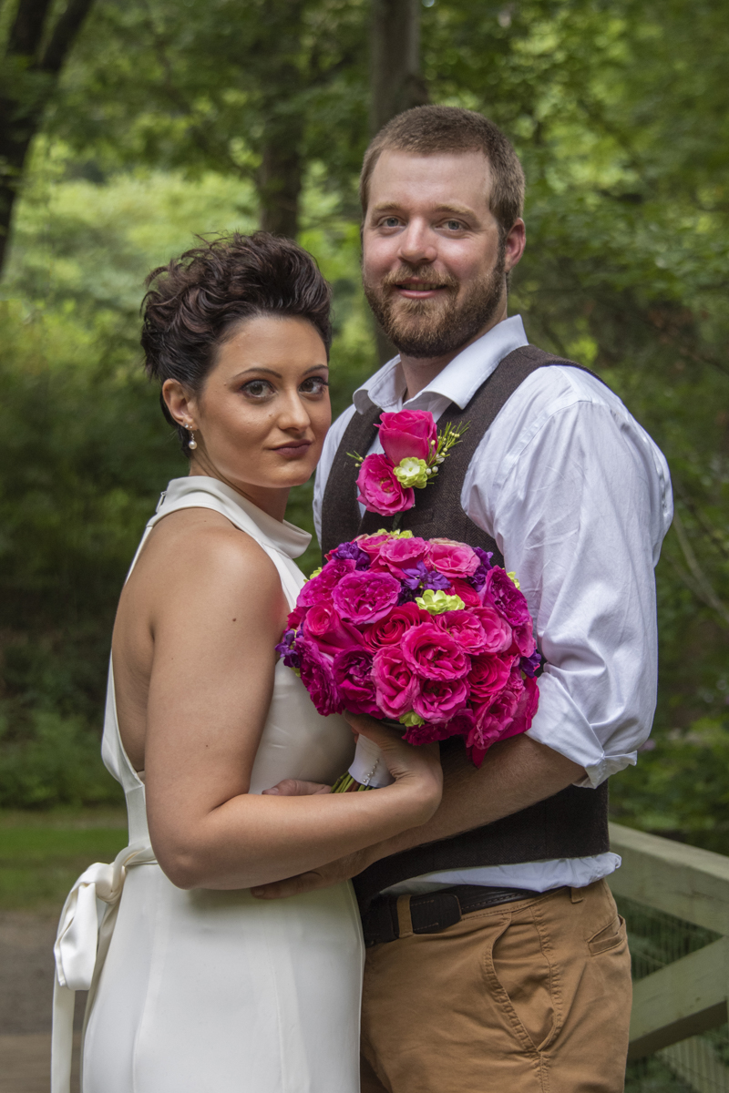 Wedding portrait at Asheville Botanical Gardens elopement