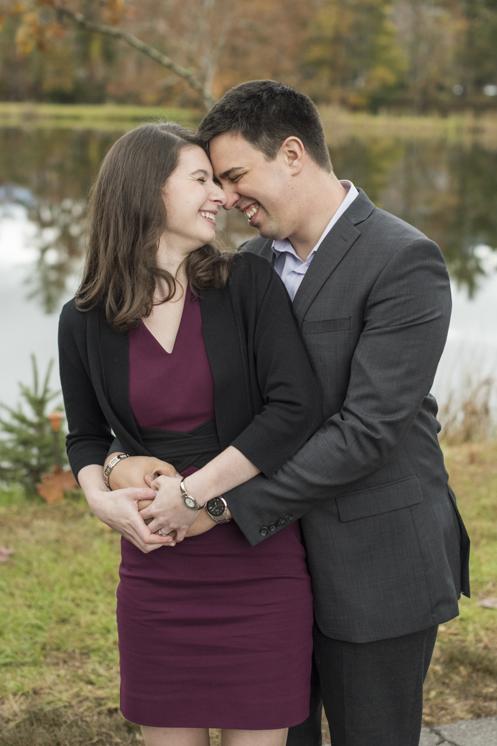 Couple smiling at Engagement Photo Locations in Asheville