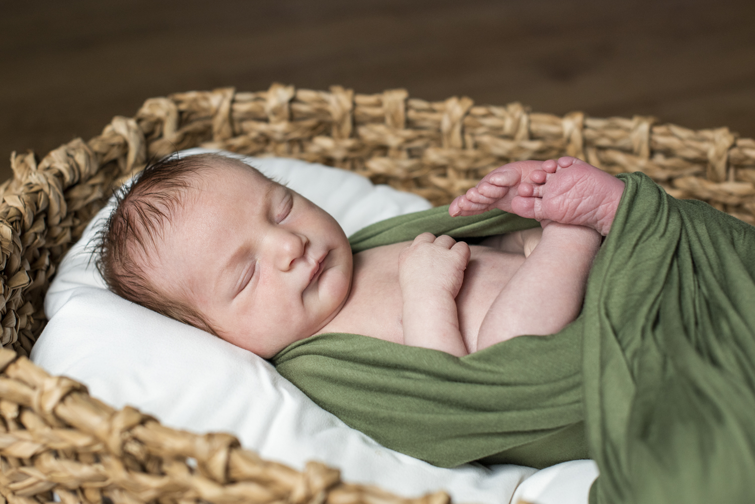 Baby boy in basket at home Newborn Photography in Asheville
