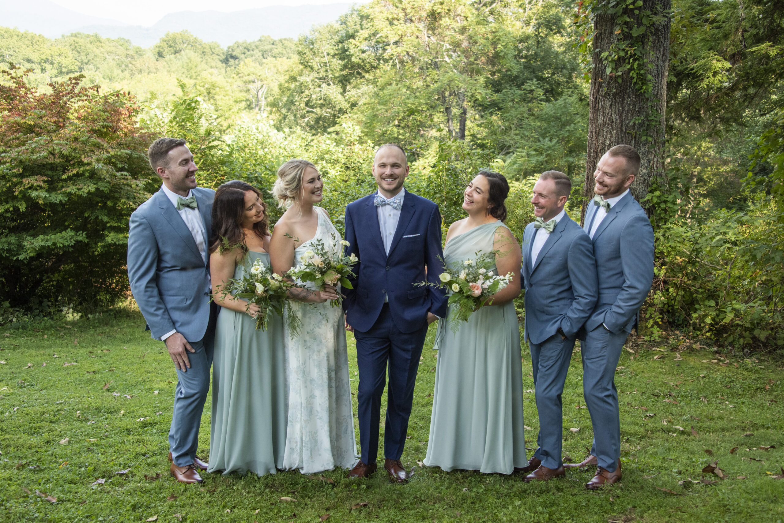 Groom and attendants in Asheville, NC