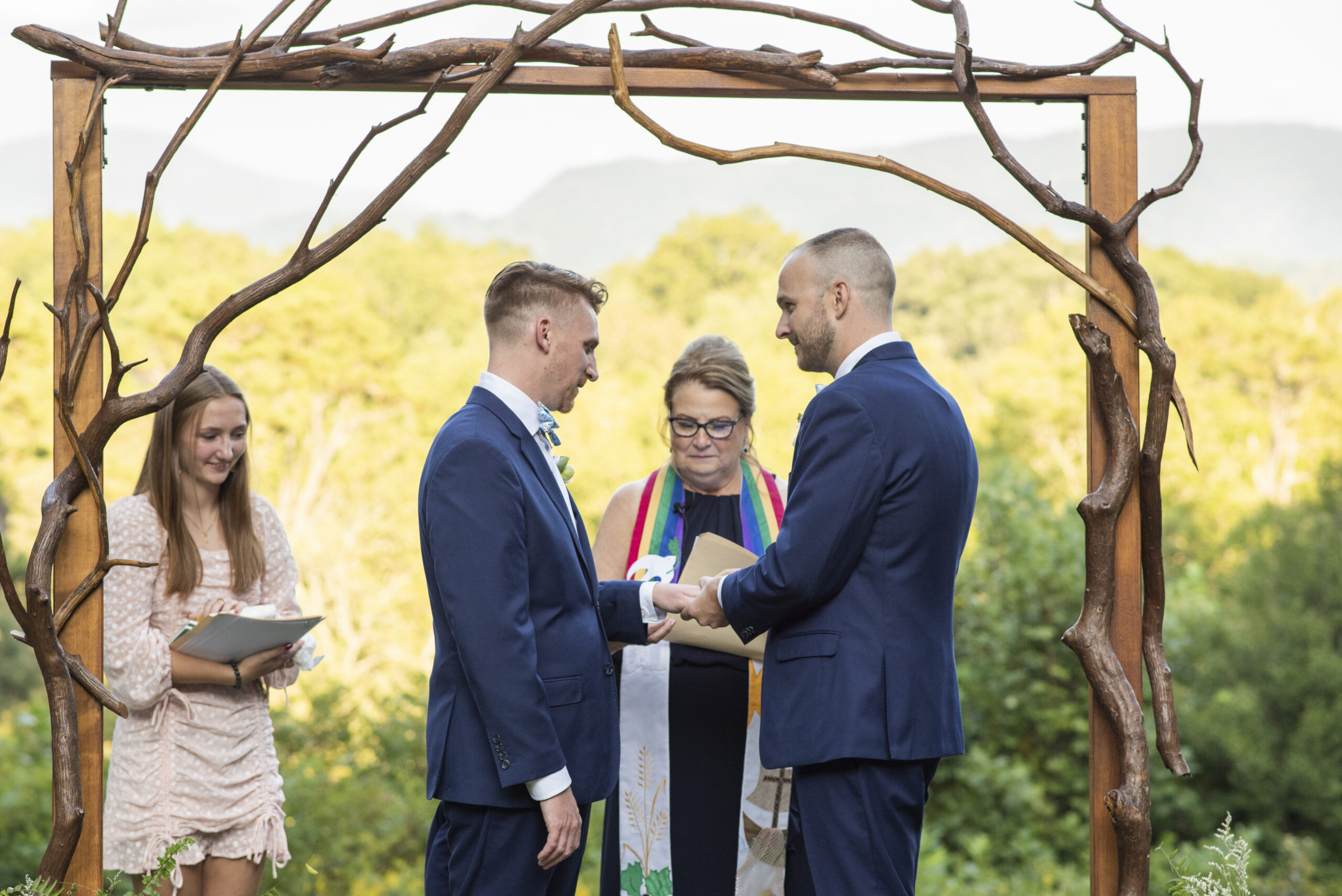 Ring ceremony during Twisty Maple Wedding Photography in Asheville, NC