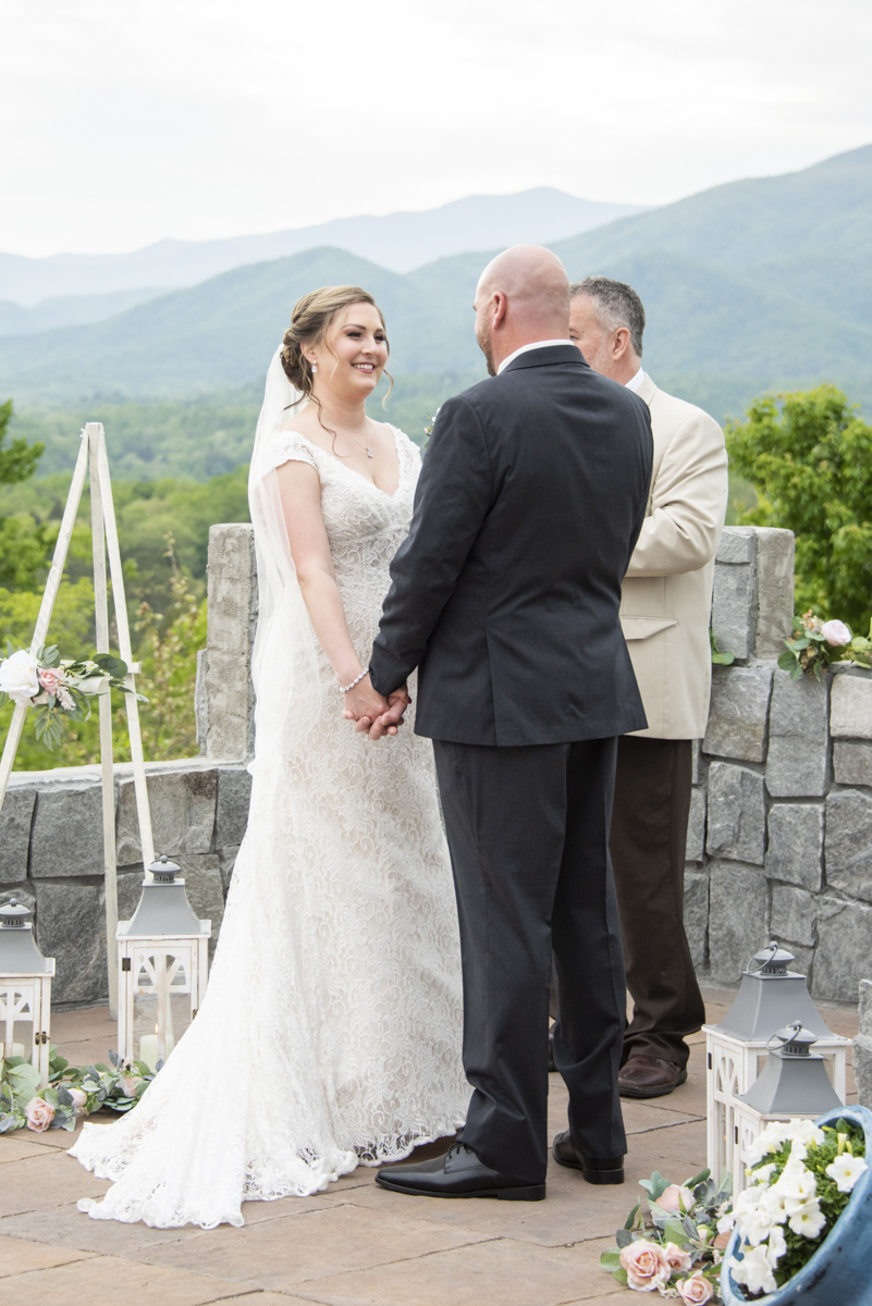 Wedding ceremony with mountain view at Something Blue Mountain Venue