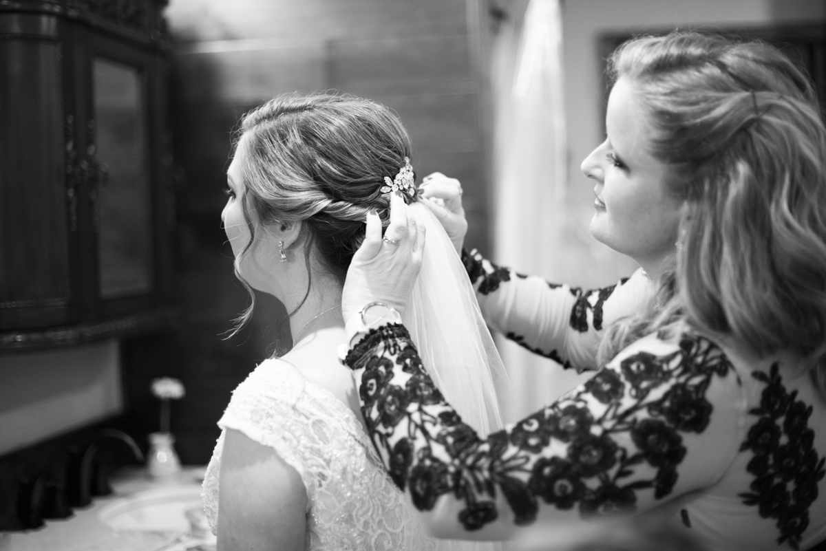 Bride getting ready for wedding