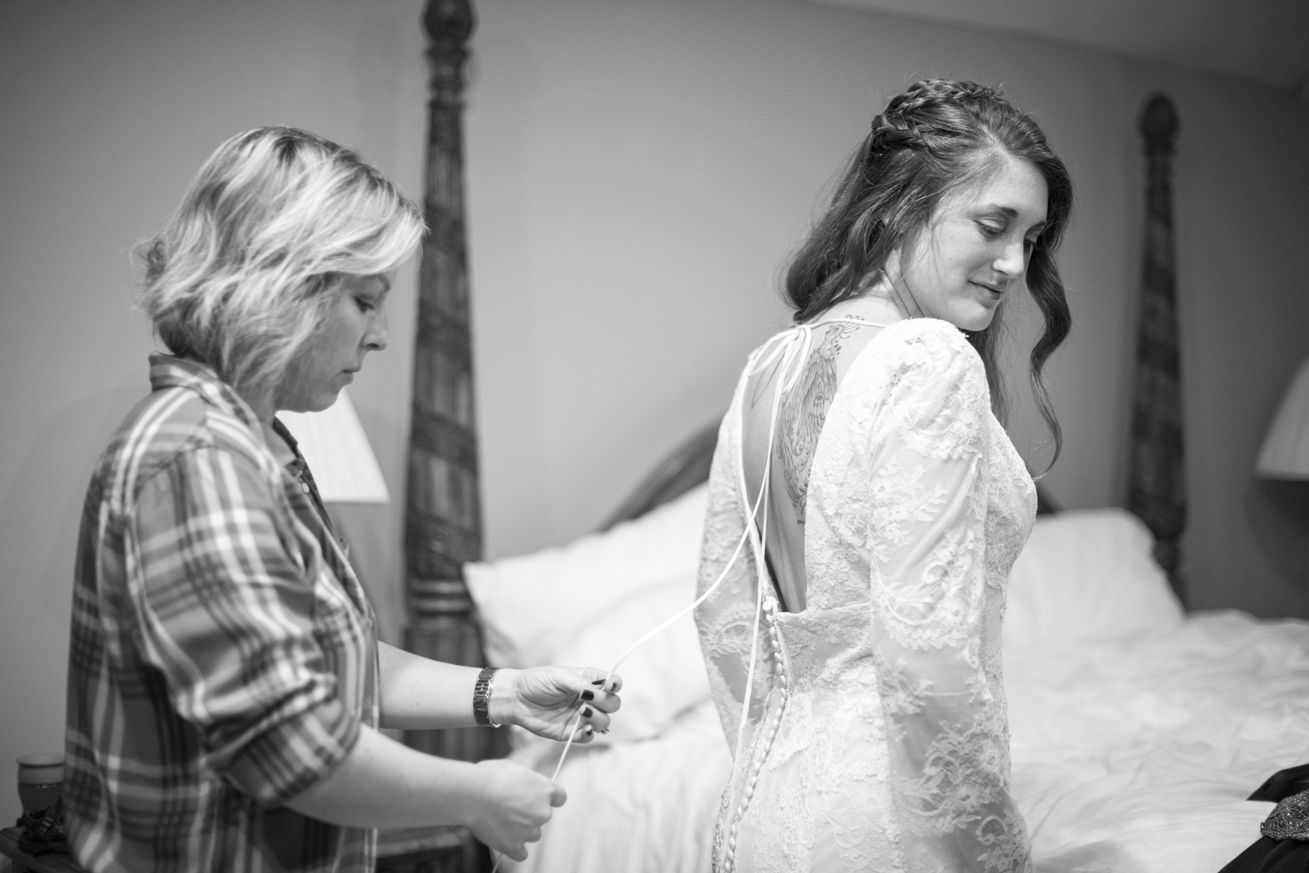 Bride getting ready at wedding