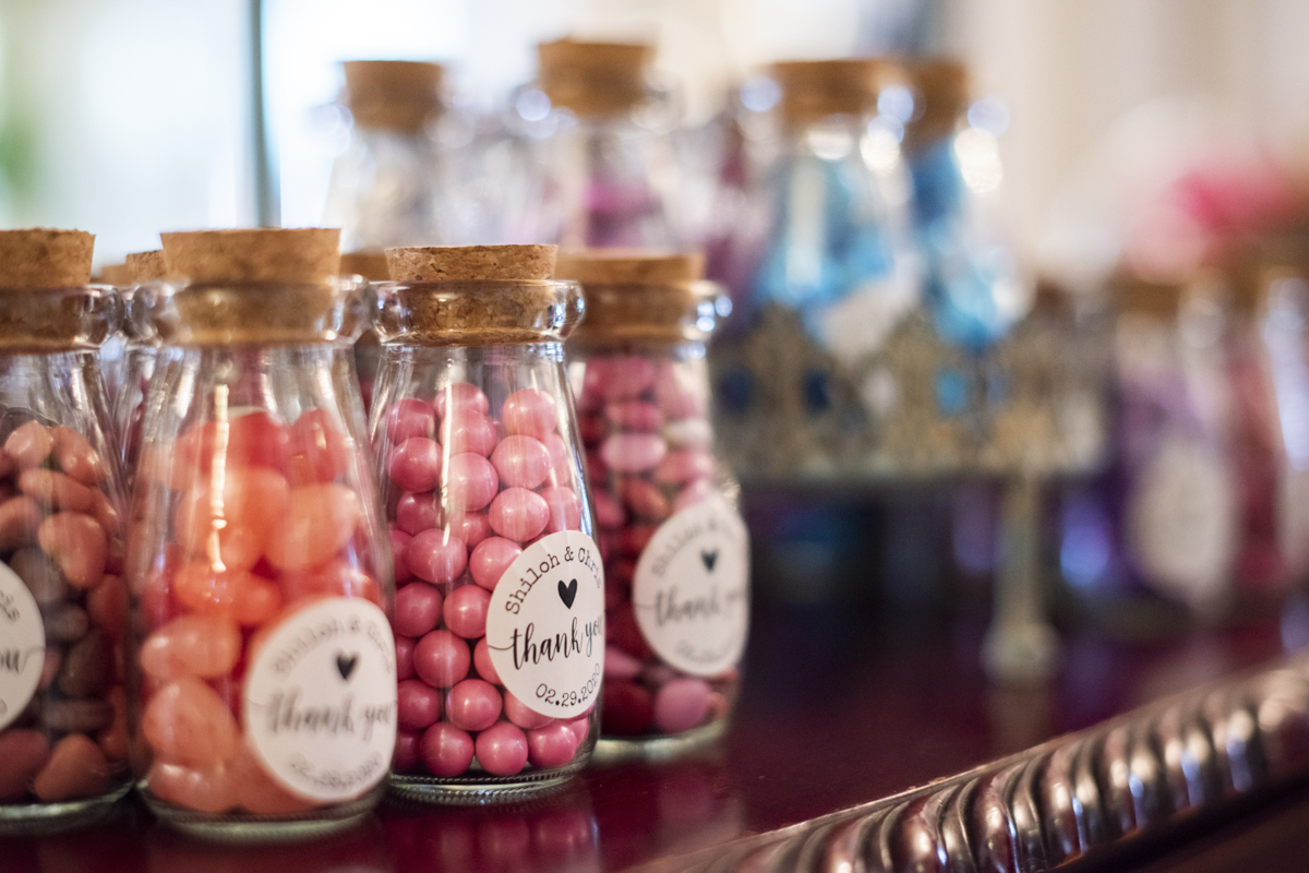 Pink candy wedding favors