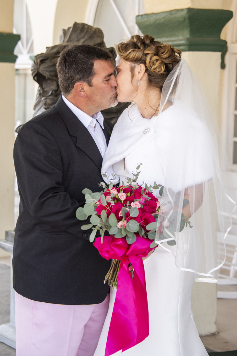 Couple kissing at Lake Lure Inn wedding