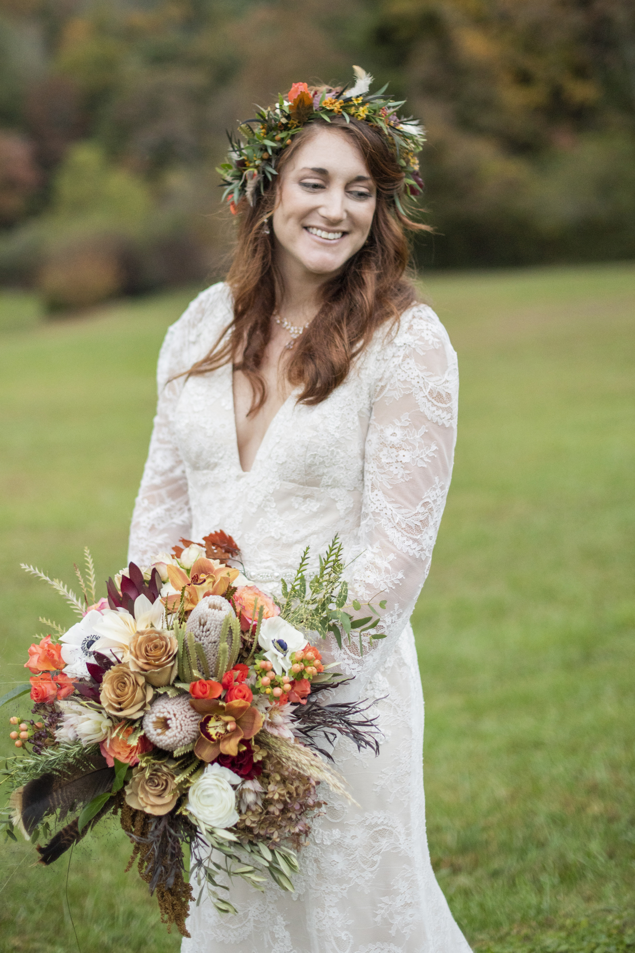 Fall bridal portrait with flower crown