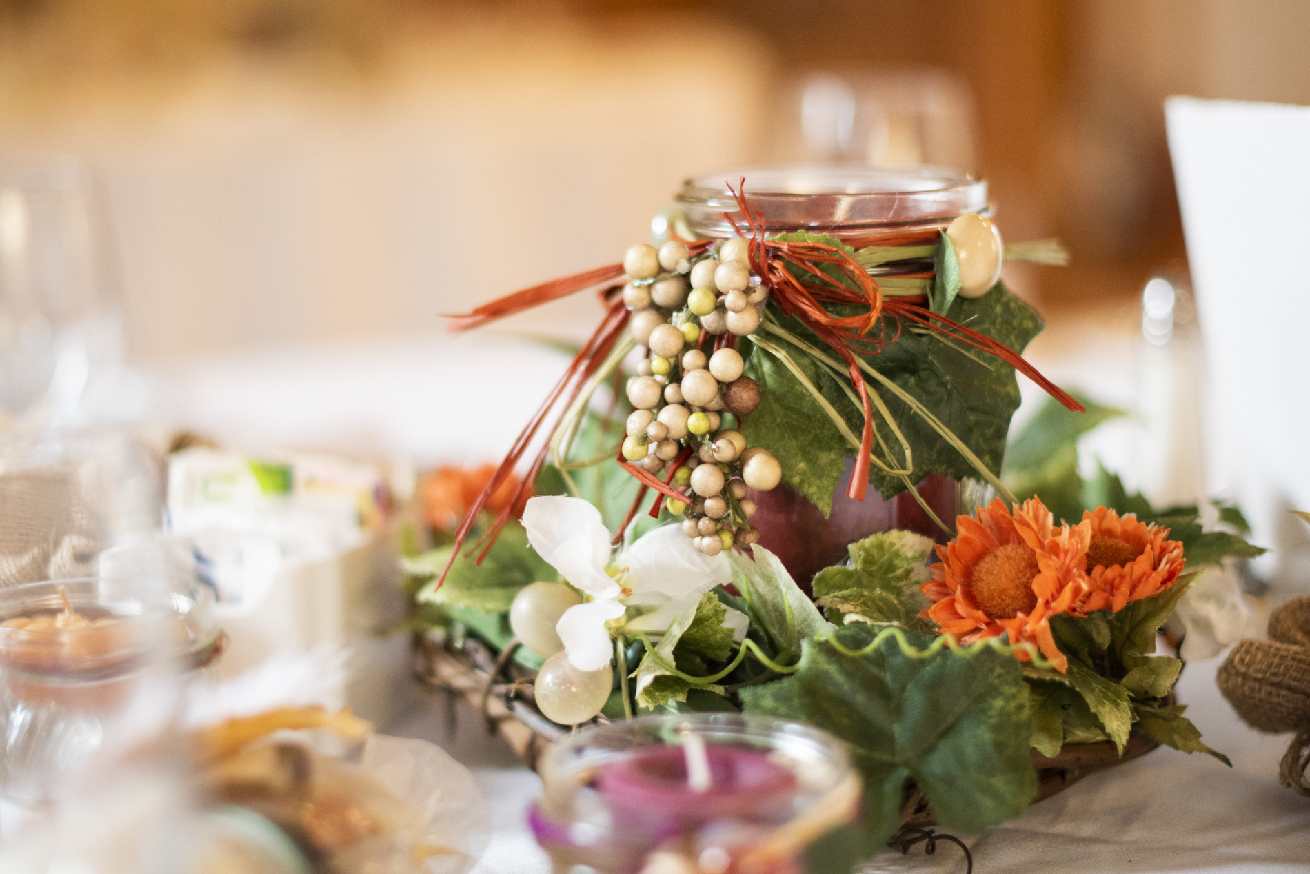 Fall wedding centerpiece