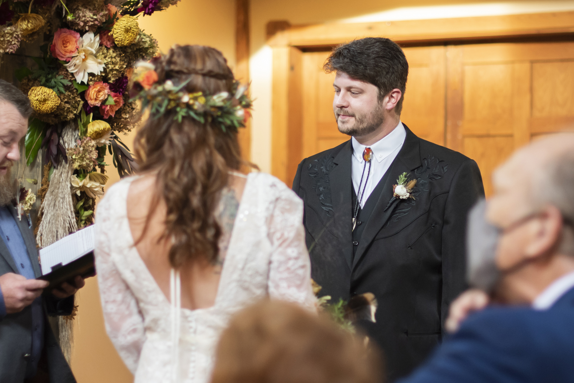 Groom during wedding ceremony