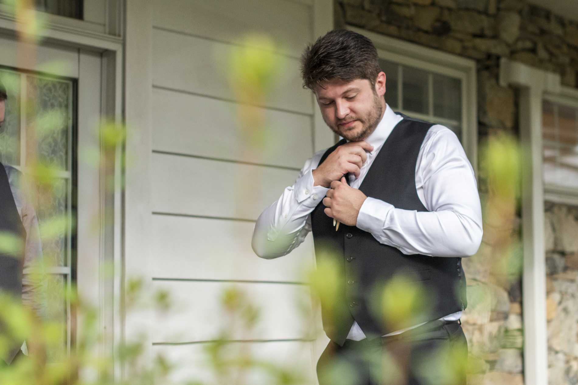 Groom getting ready for wedding