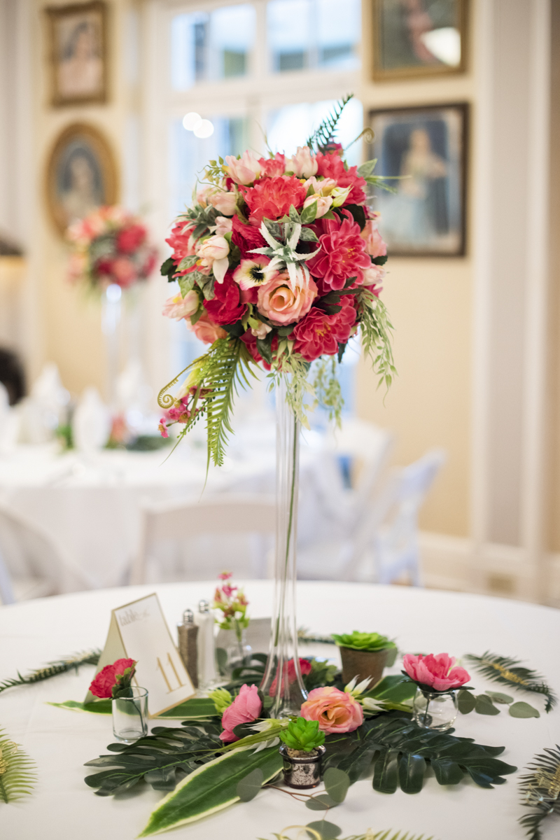 Tall winter wedding centerpiece