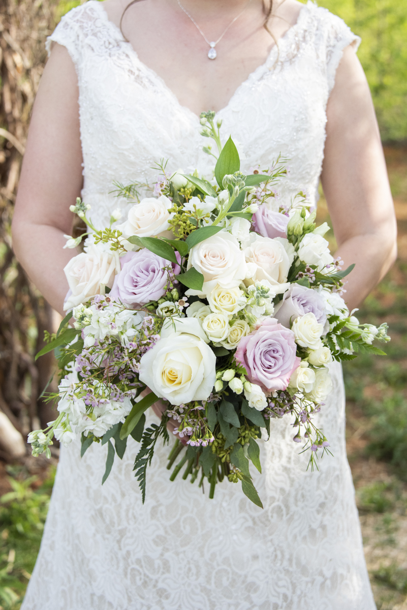 Bride holding wedding bouquet