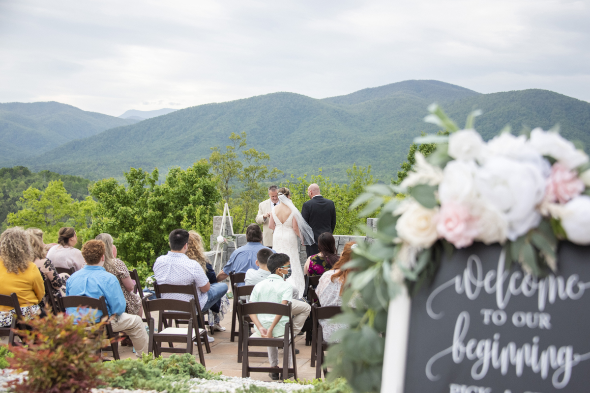 Wedding ceremony at Something Blue Mountain Venue