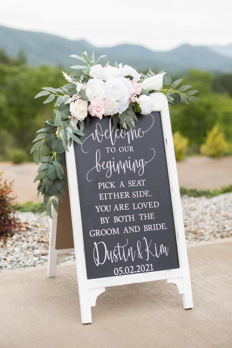 Welcome wedding sign at Something Blue Mountain Venue