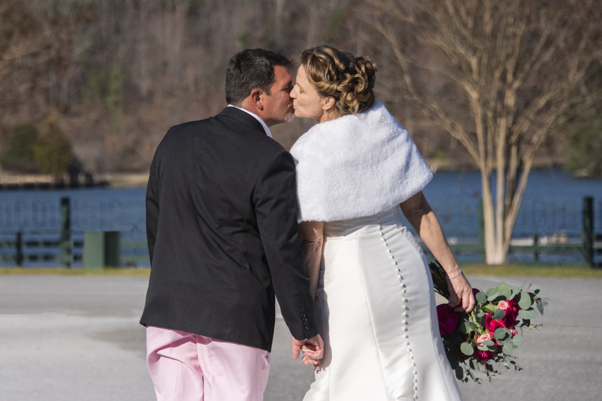 Couple kissing at The 1927 Lake Lure Inn Wedding photography