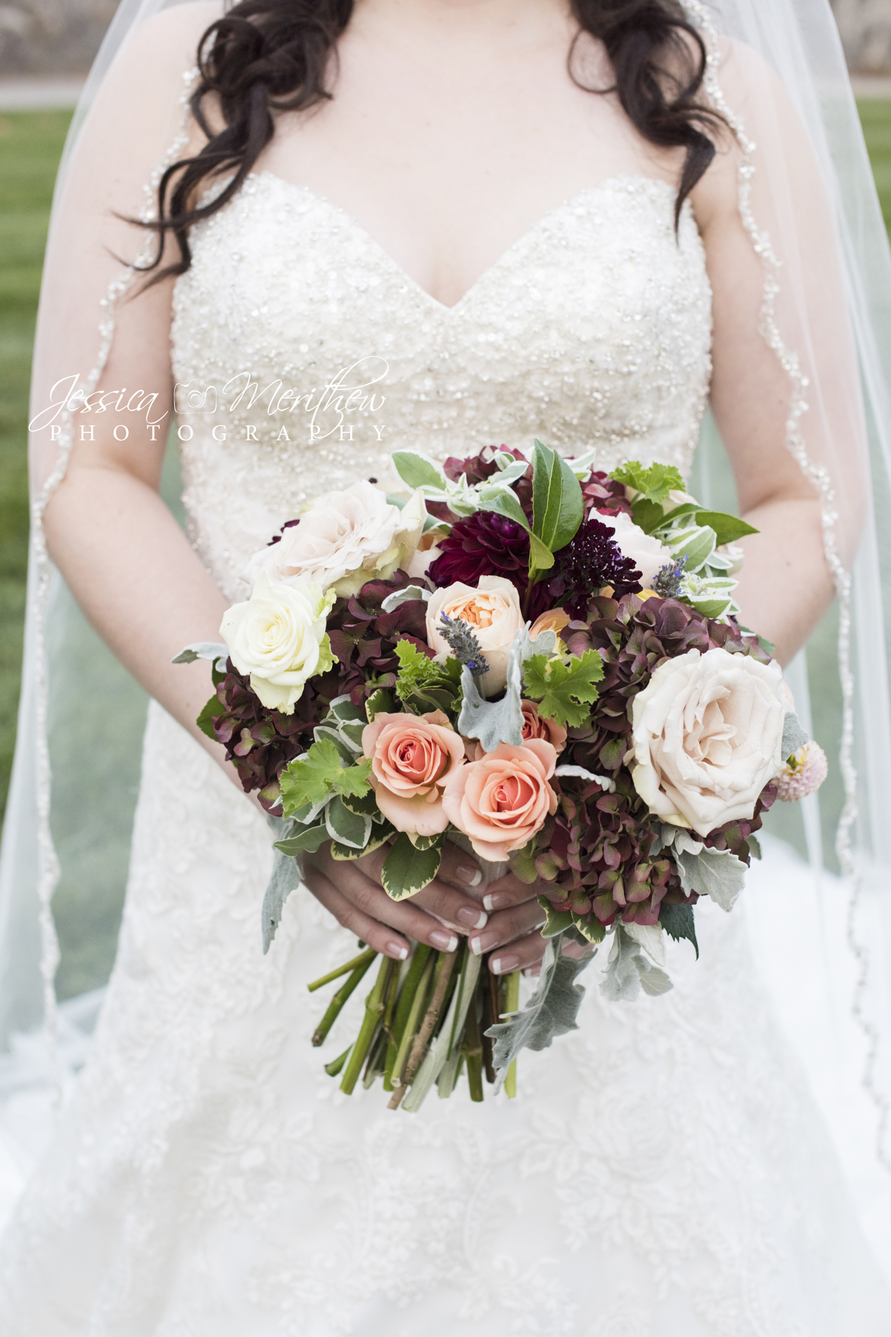 Bride holding wedding bouquet