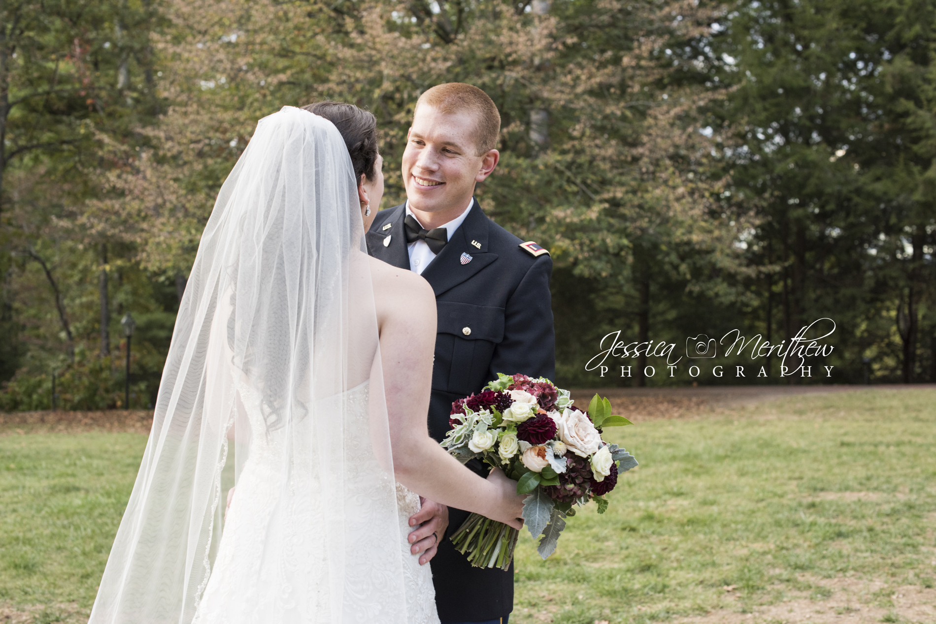 Groom smiling