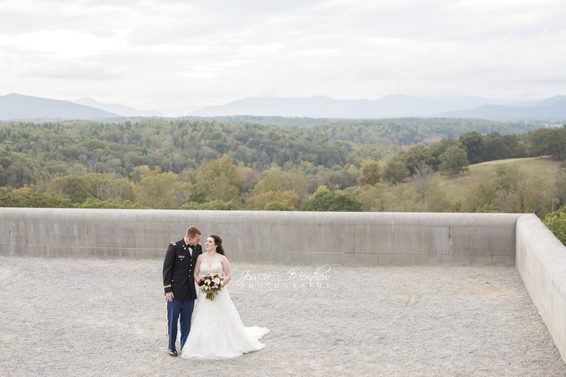 Biltmore Estate wedding photography with couple on south terrace