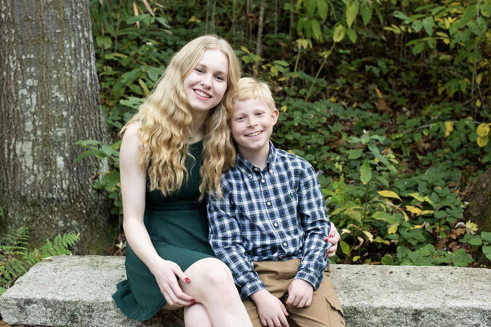 siblings during fall in asheville