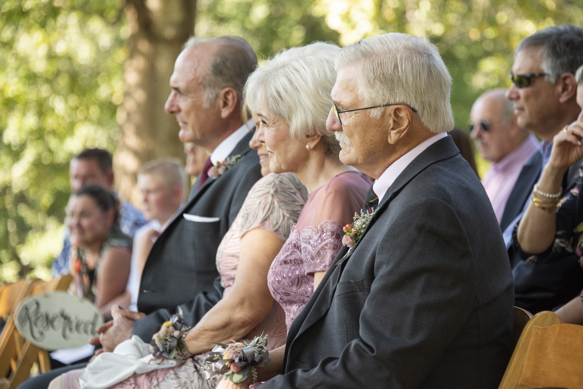 Yesterday Spaces Asheville wedding photo of family in the front row