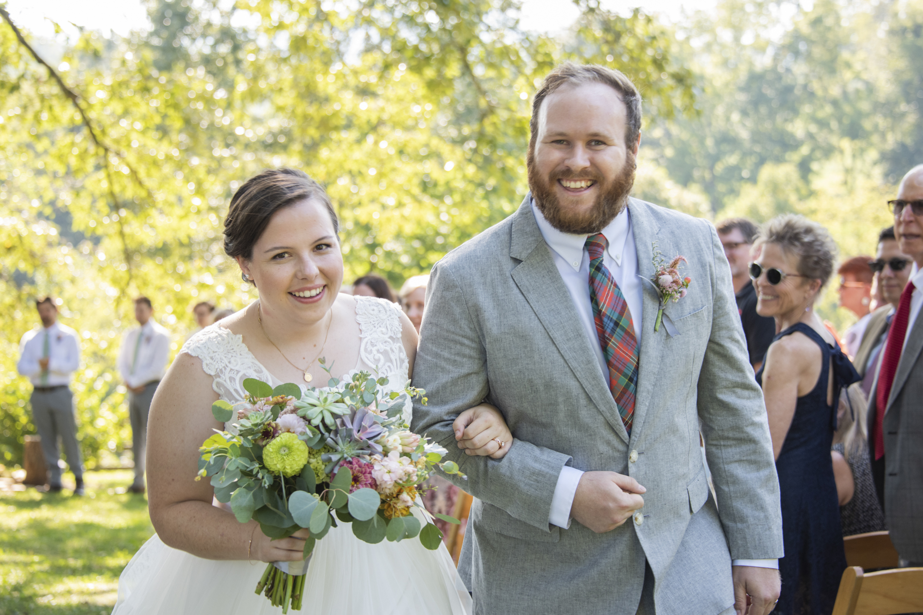 Wedding ceremony recessional at Yesterday Spaces Asheville