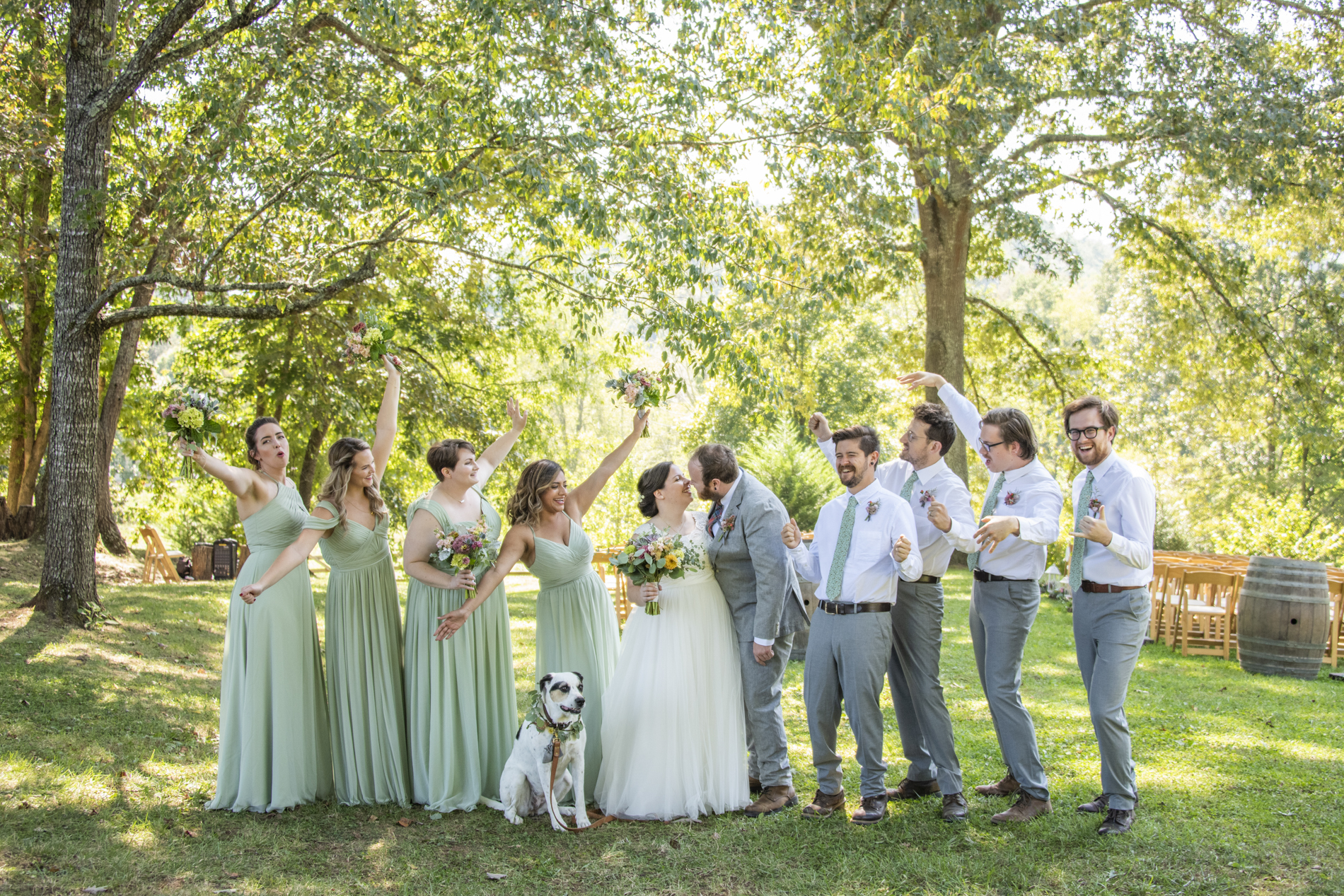 Yesterday Spaces Asheville wedding photo with wedding party