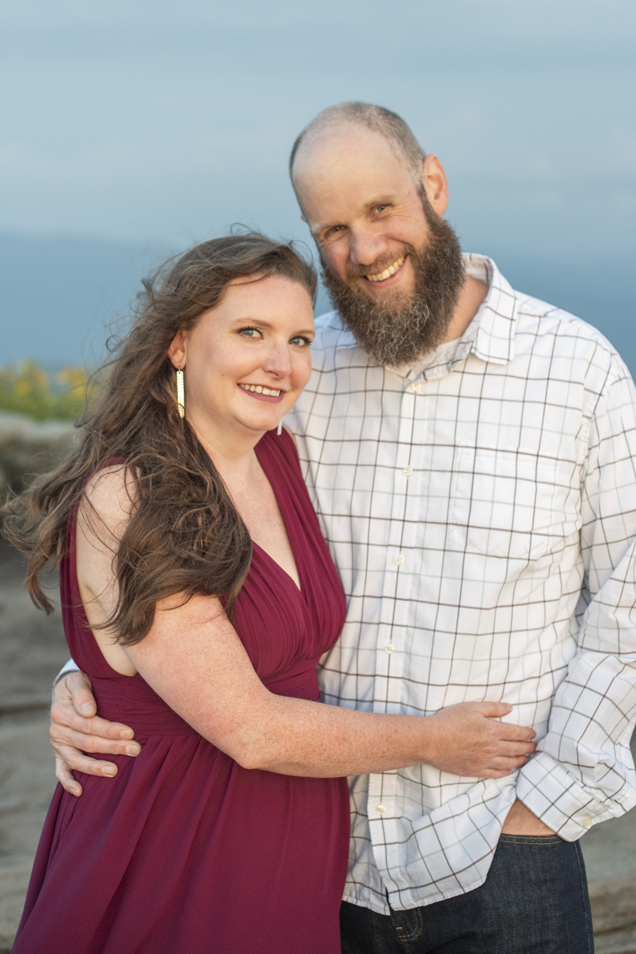 Couple's portrait on mountain top