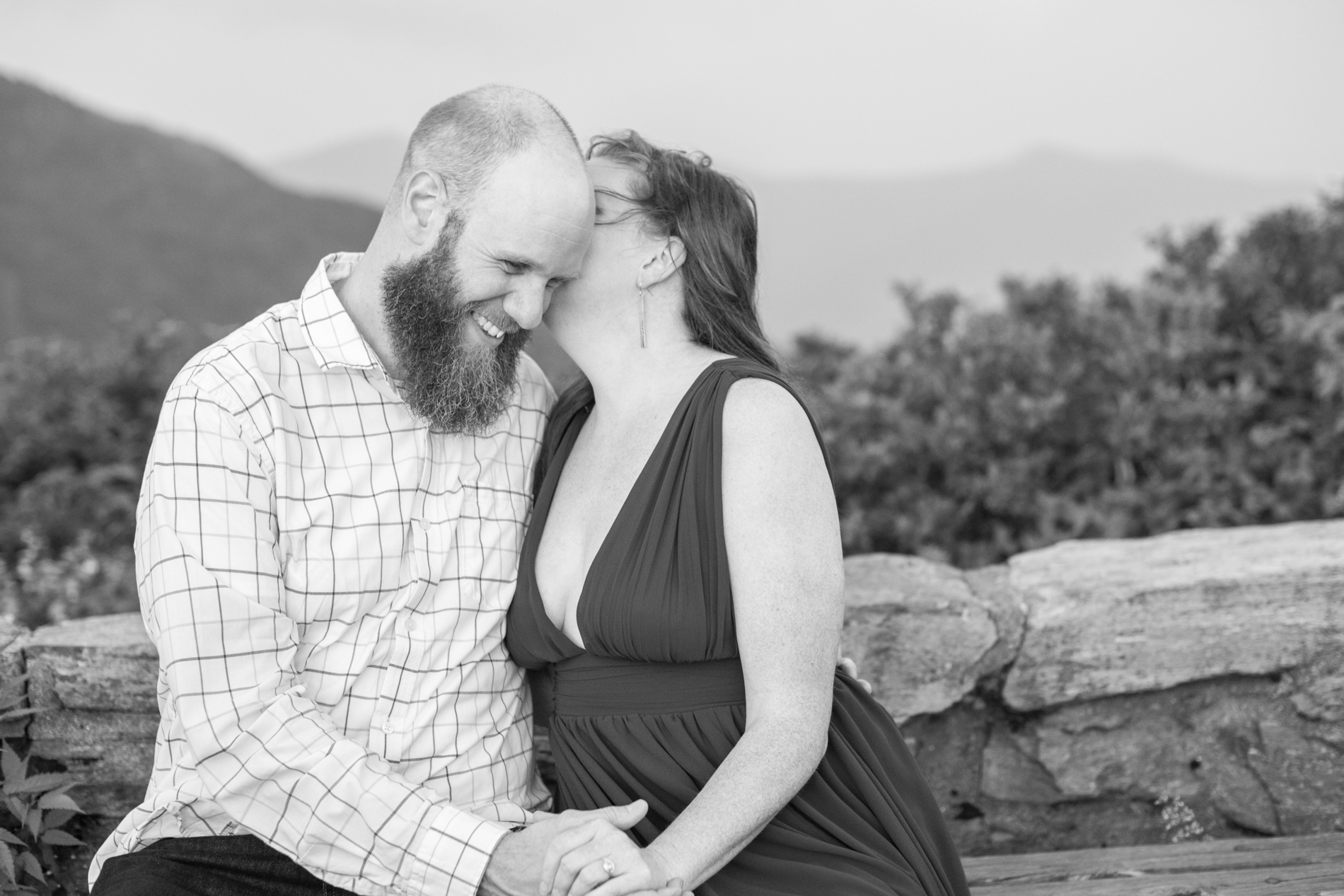 Couple laughing during Craggy Gardens Engagement Photos