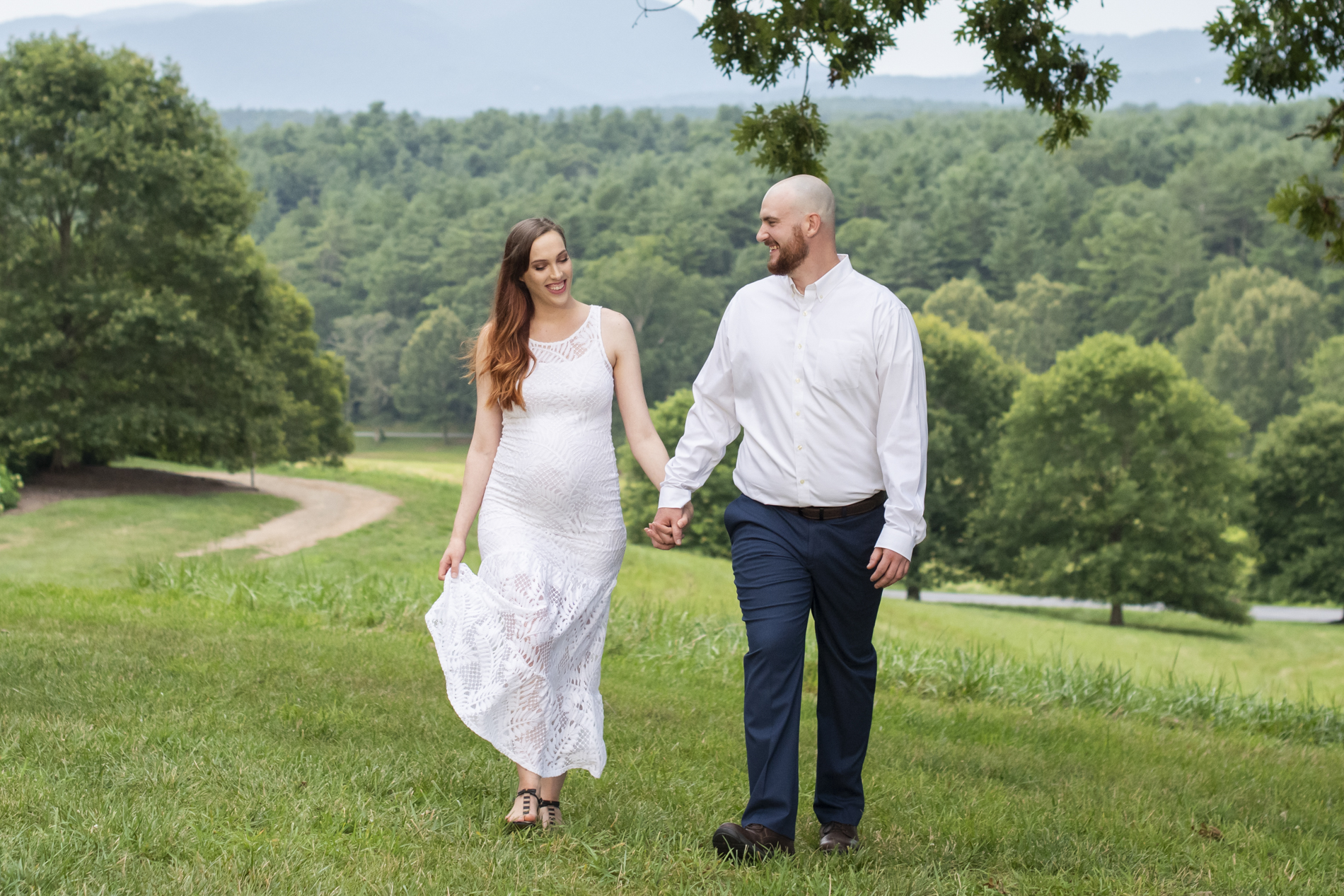 Biltmore Estate Maternity Photography couple walking