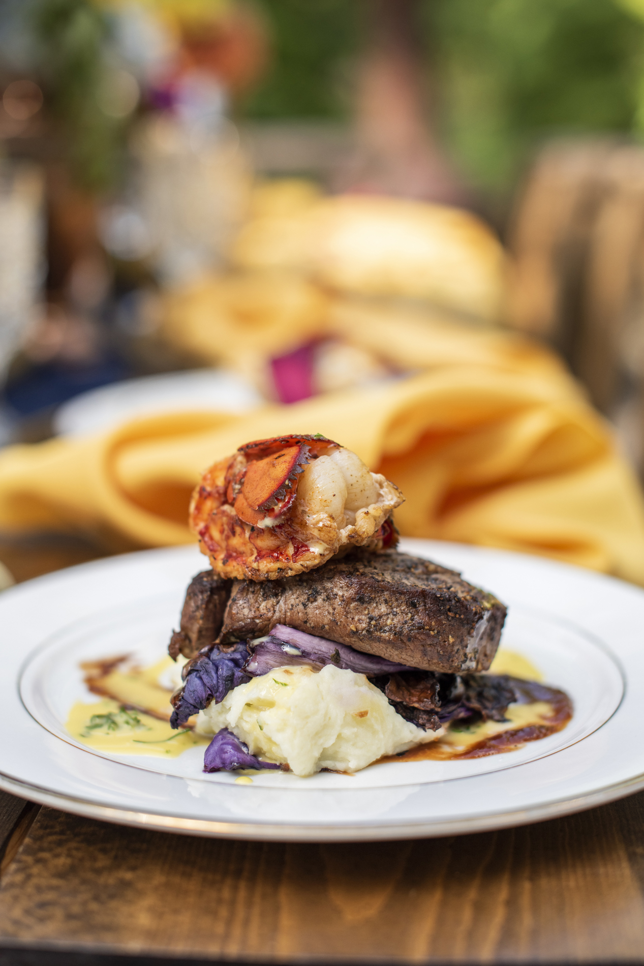 Main entree at Asheville Wedding with steak and lobster