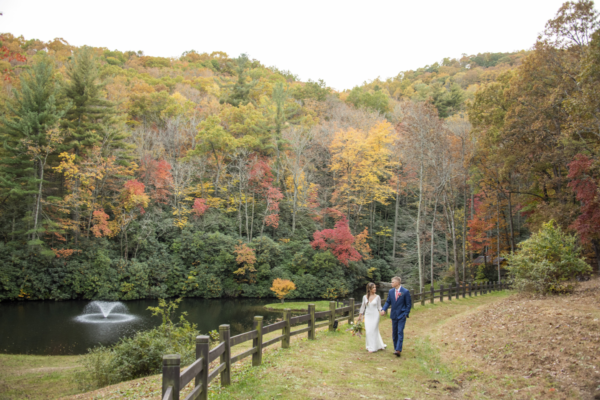 Hendersonville NC Photographer, couple walking during fall photos