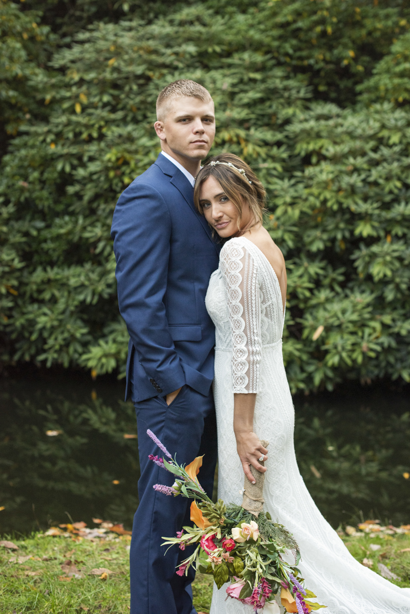 Wedding portrait during fall, Hendersonville NC Photographer