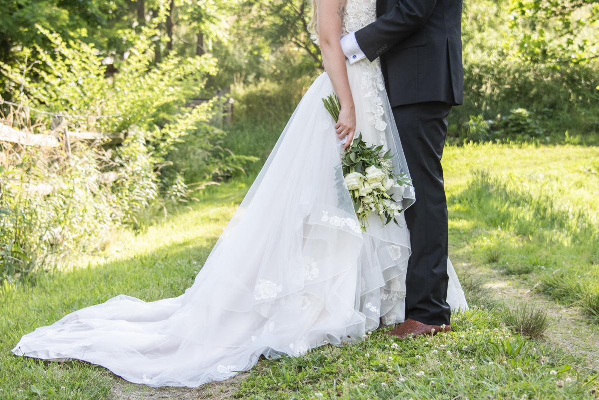 Bride and groom attire