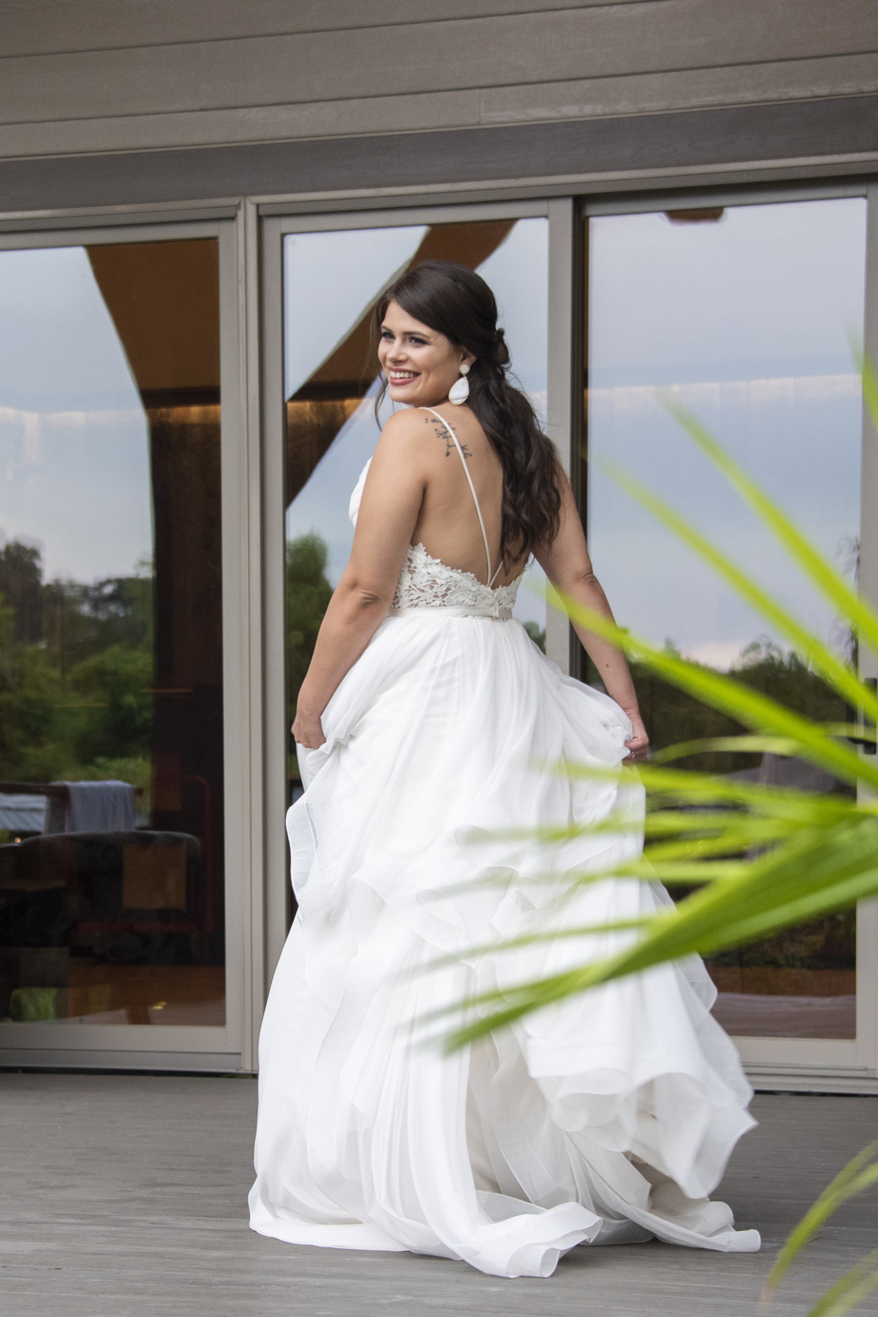 Bridal portrait of back of dress