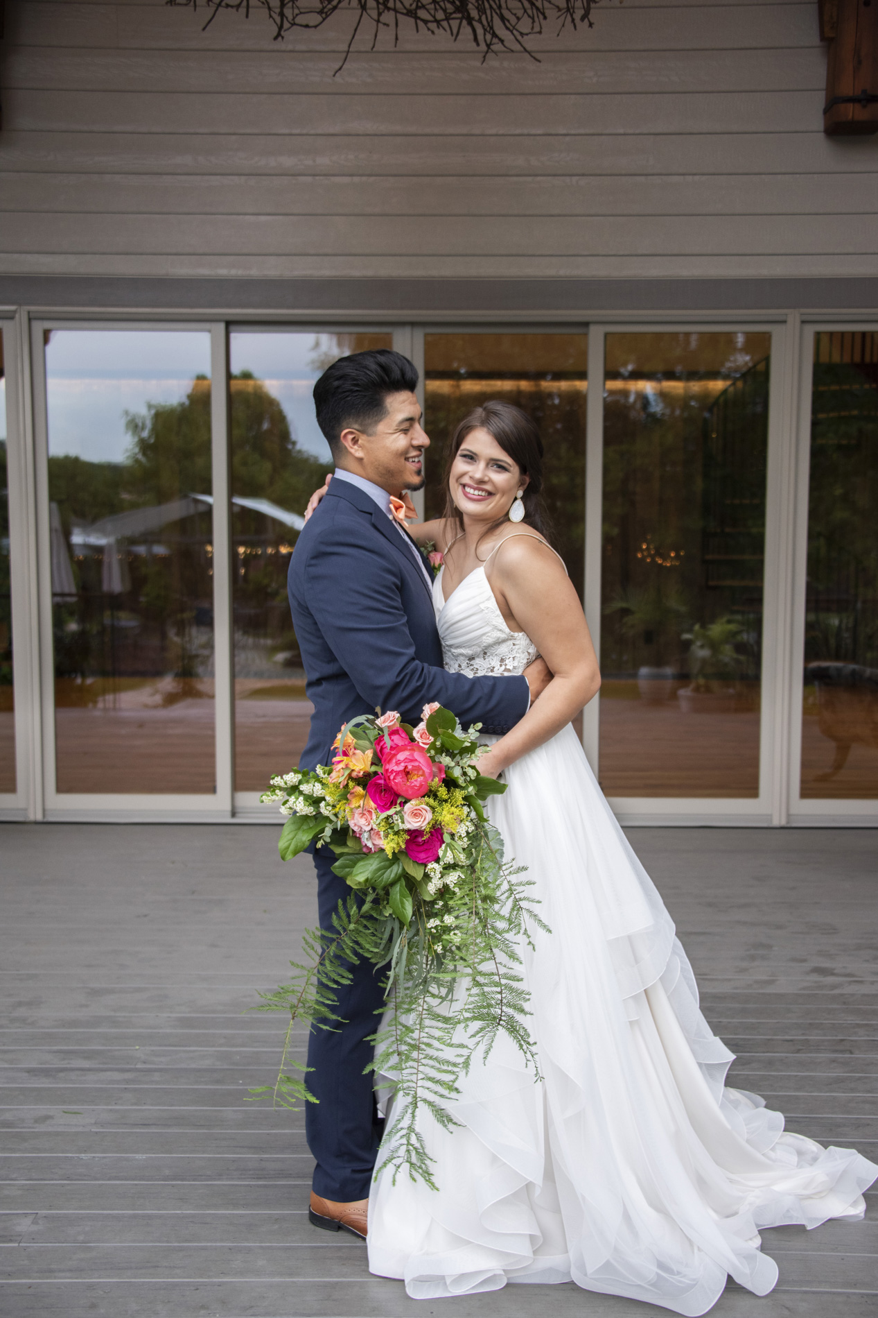 Couple smiling during photos at Haiku wedding in Asheville