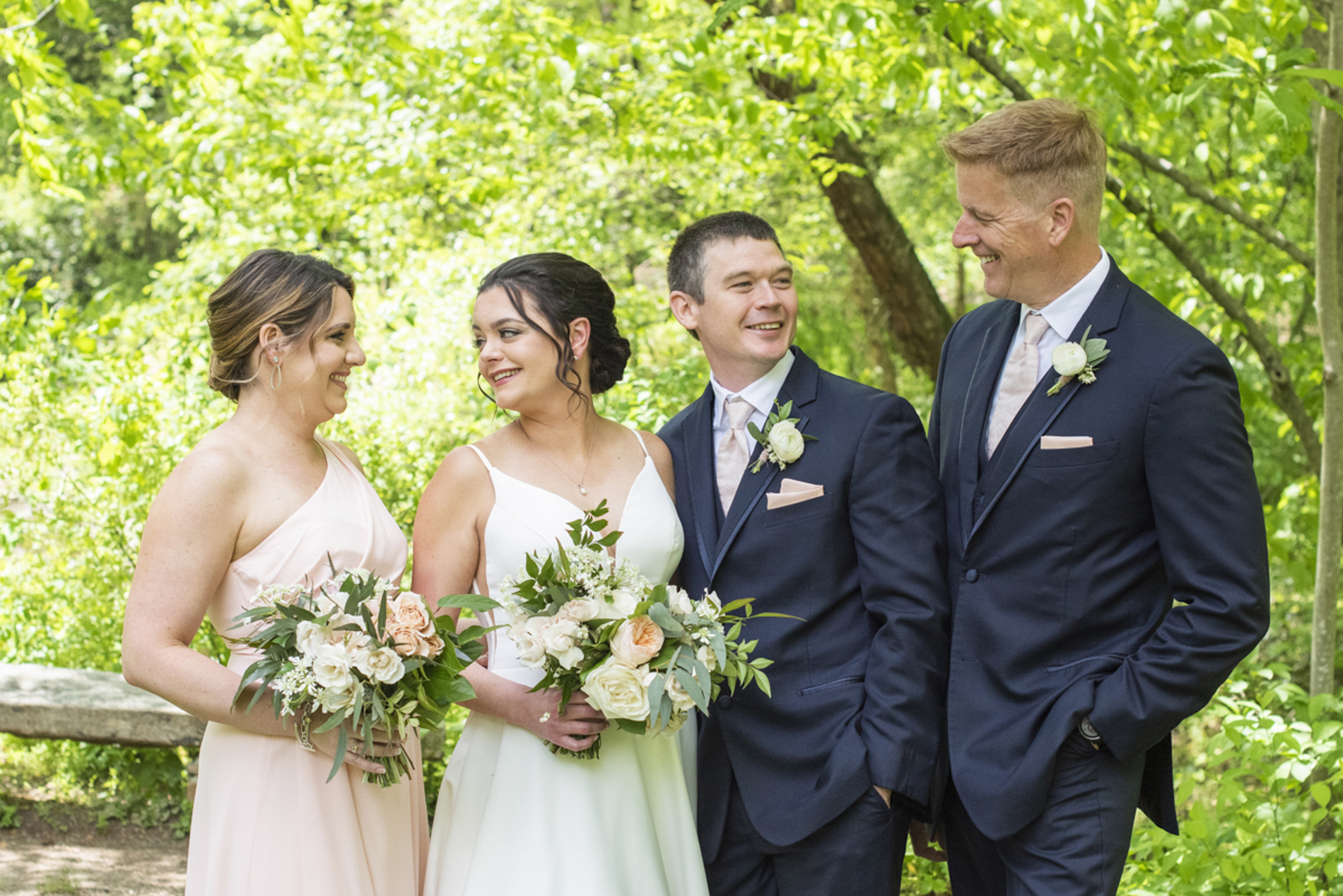 Wedding party at Botanical Gardens at Asheville