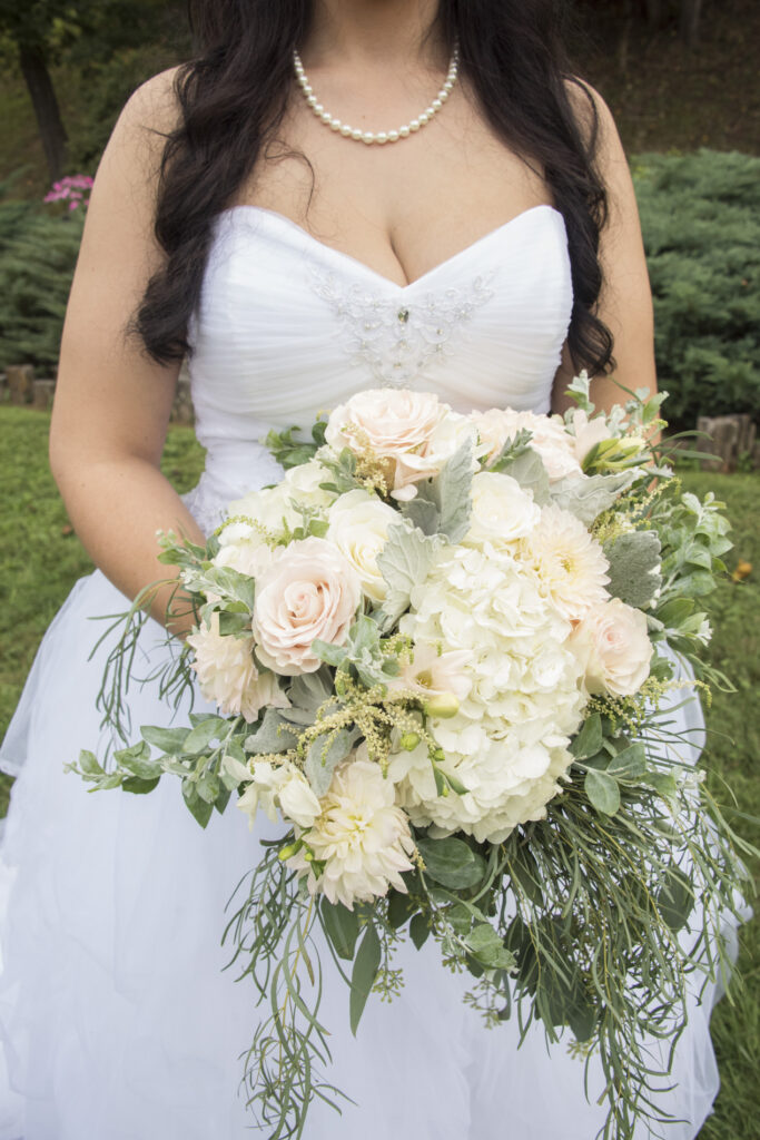 Pink and white bridal bouquet