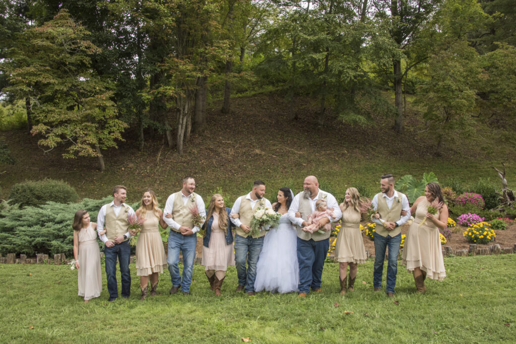 Timber Hall Events Wedding Photography of wedding party walking together