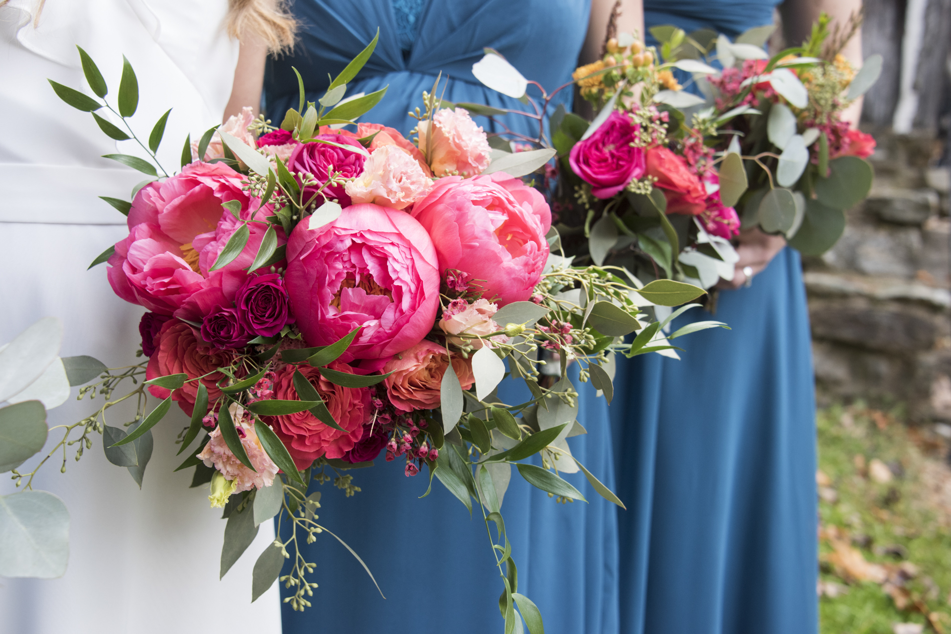 Wedding bouquets with peonies