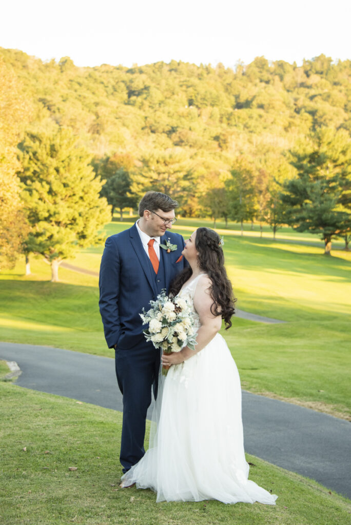 Wedding couple smiling at Omni Grove Park Inn Wedding
