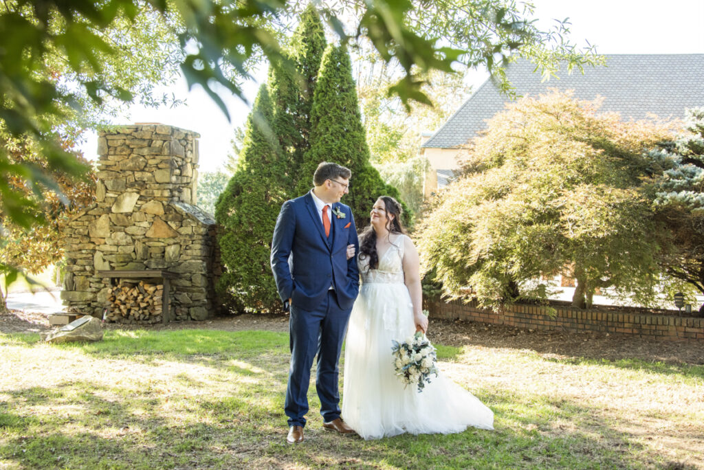 Wedding couple smiling at Omni Grove Park Inn Wedding