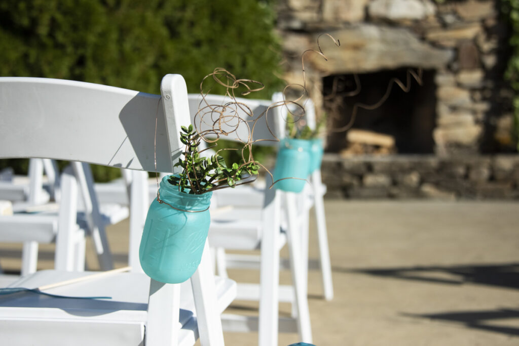 Teal fall wedding decor