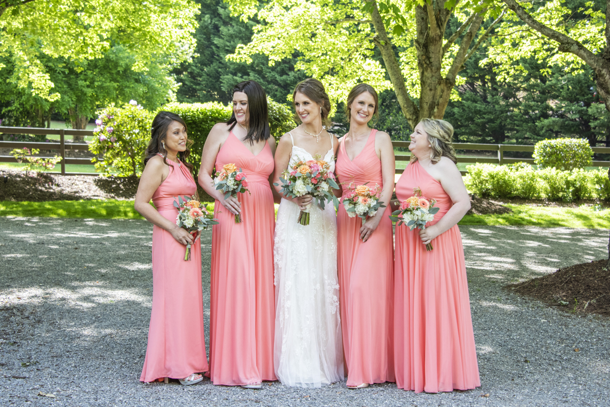 Bride and bridesmaids at Hawkesdene Wedding